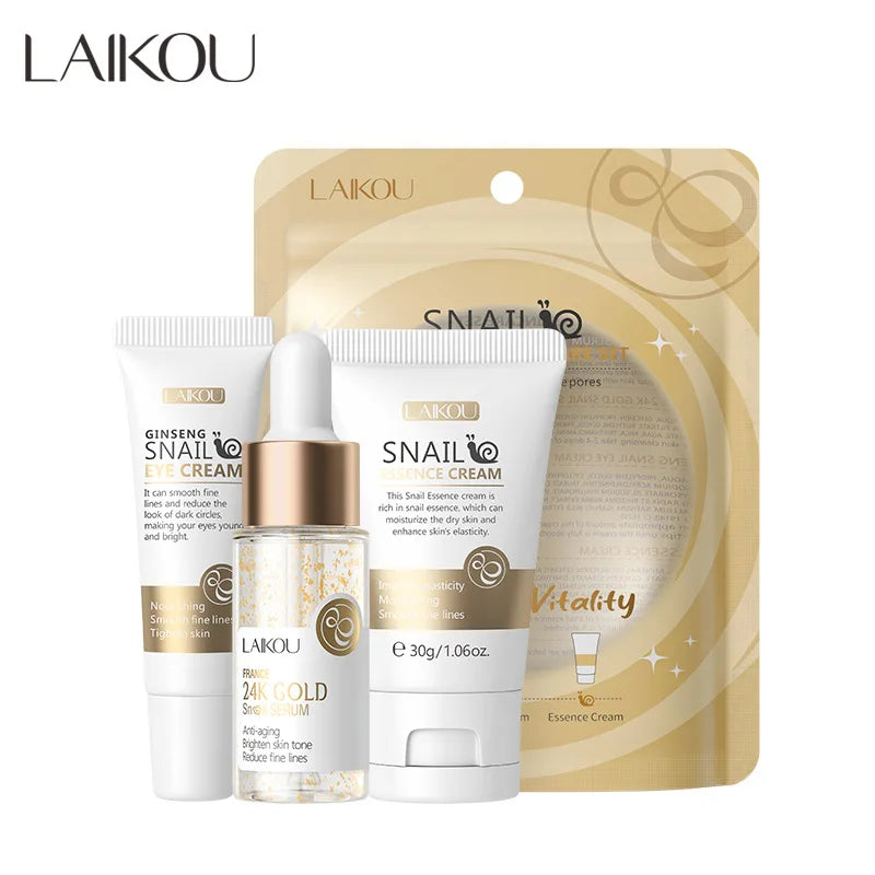 š§” Kit Skincare LAIKOU 24K Gold + Vitamina C ā Hidratação, Luminosidade e Rejuvenescimento (3 PeƧas)