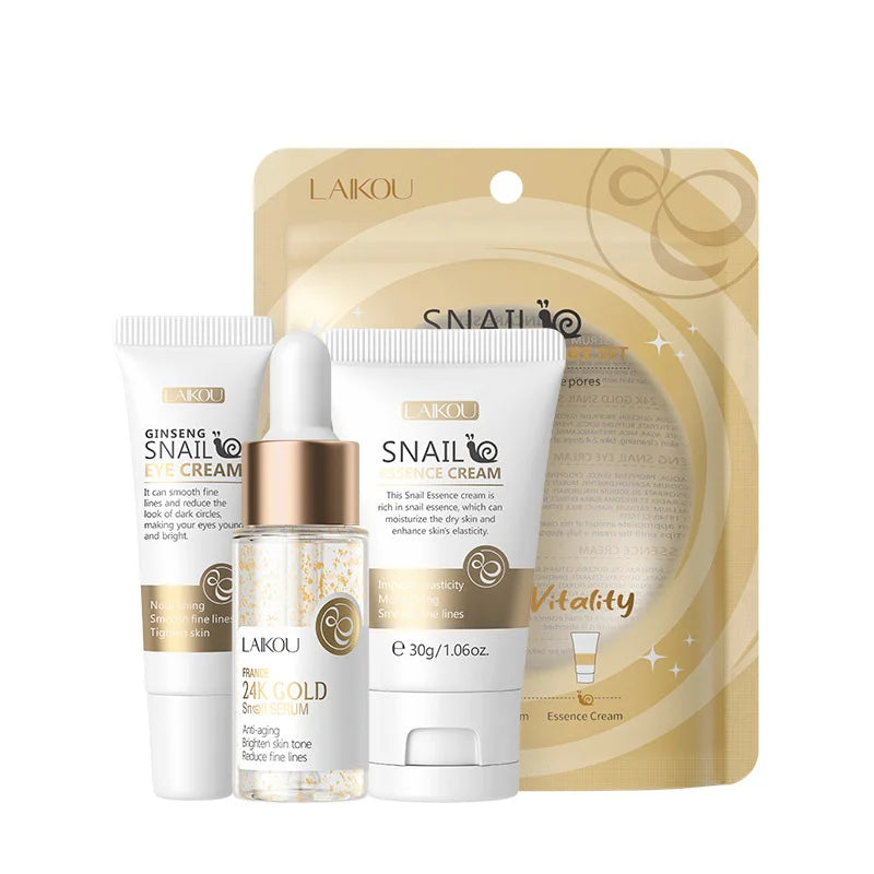 🧡 Kit Skincare LAIKOU 24K Gold + Vitamina C – Hidratação, Luminosidade e Rejuvenescimento (3 Peças)